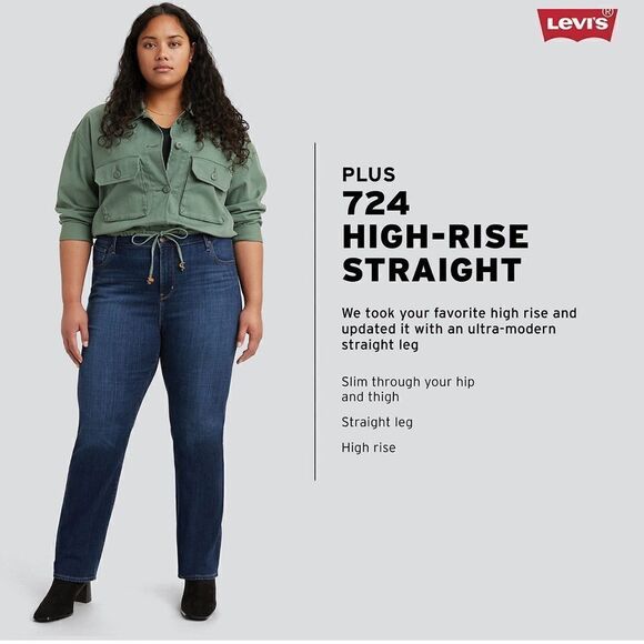 Levi's Plus Size 724 High Rise Slim Straight Jean- Size 24W - Picture 8 of 9